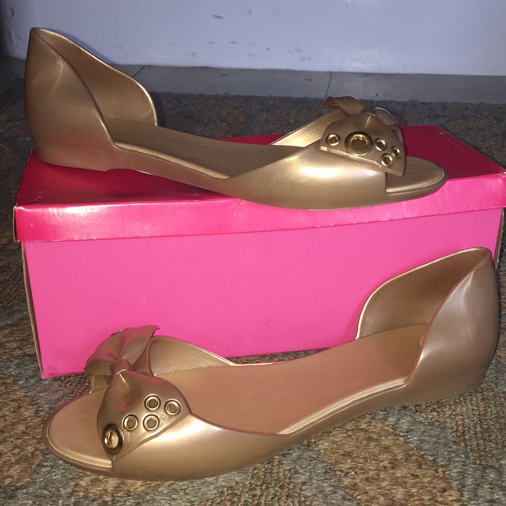 Jelly open toe slip on flats
